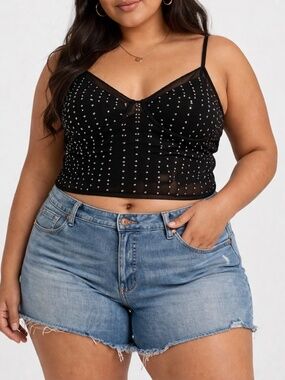 Torrid Jean Shorts Womens Size 18 blue Denim Stretch Frayed Skinny Light Wash